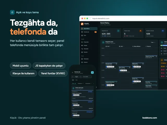 Açık ve koyu tema, telefonda randevu planı